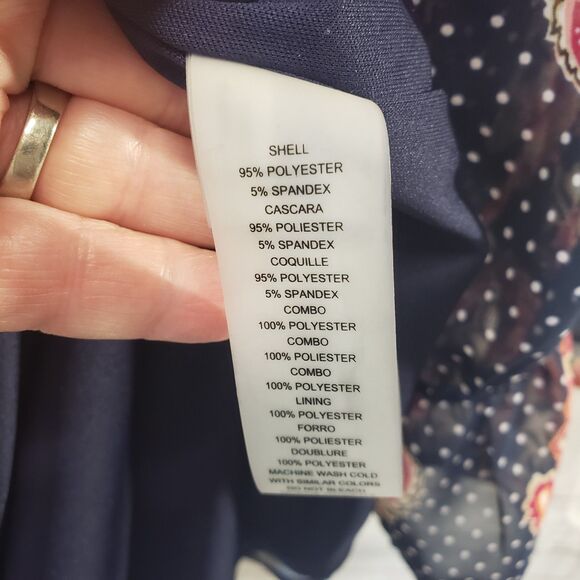 Pretty Womens XL 14 Vince Camuto Navy Floral Midi Dress Boat Neck - Picture 3 of 7